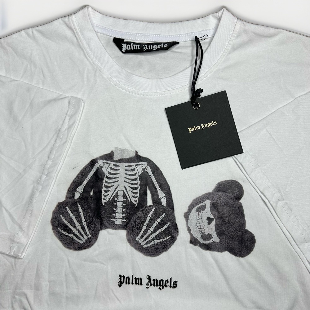 Palm Angels Skeleton Bear T-Shirt Mens XL White X-Ray Designer Streetwear Italy